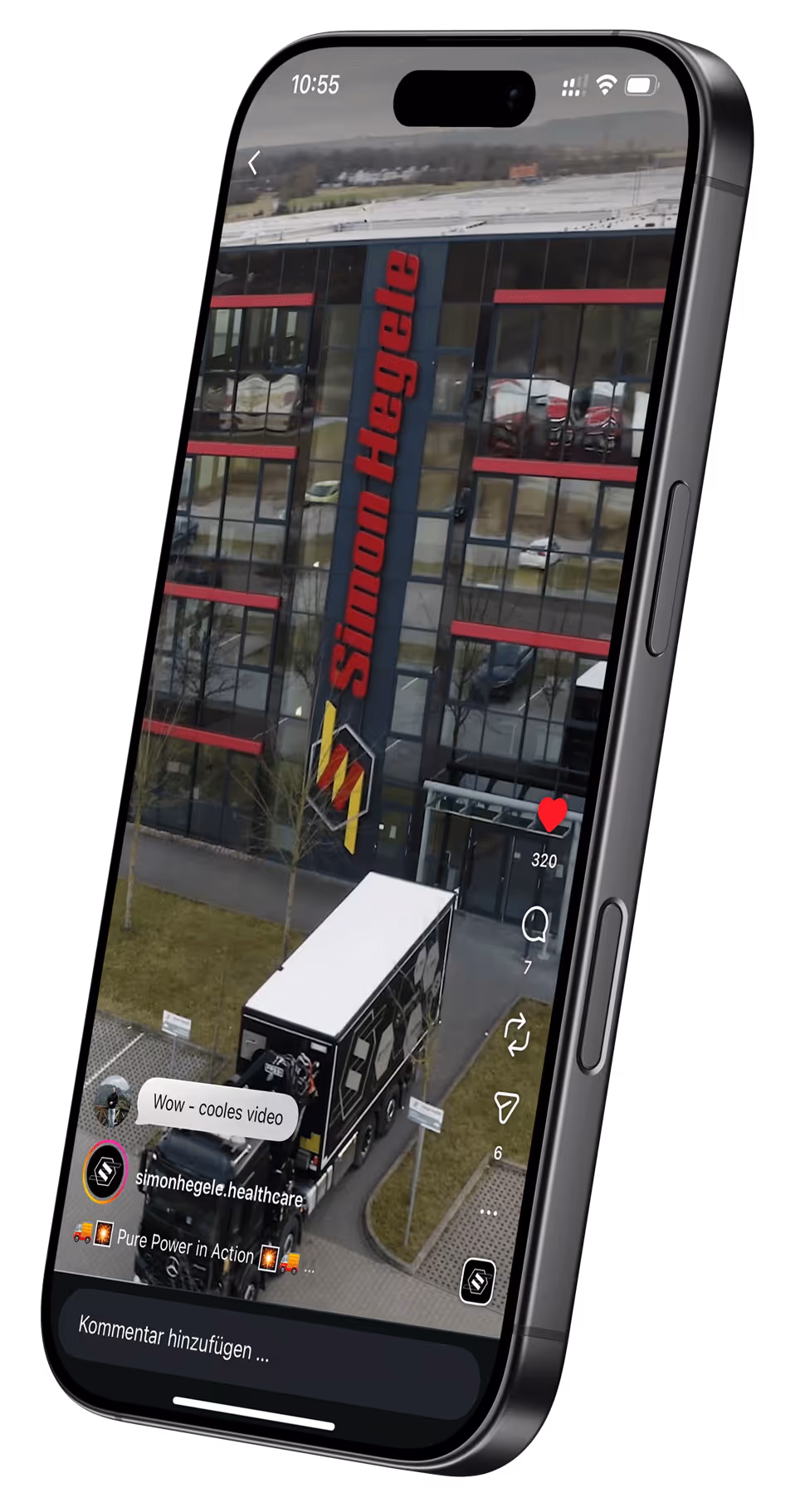 Ein Smartphone zeigt ein Video auf Instagram, das von Gerngross Media erstellt wurde