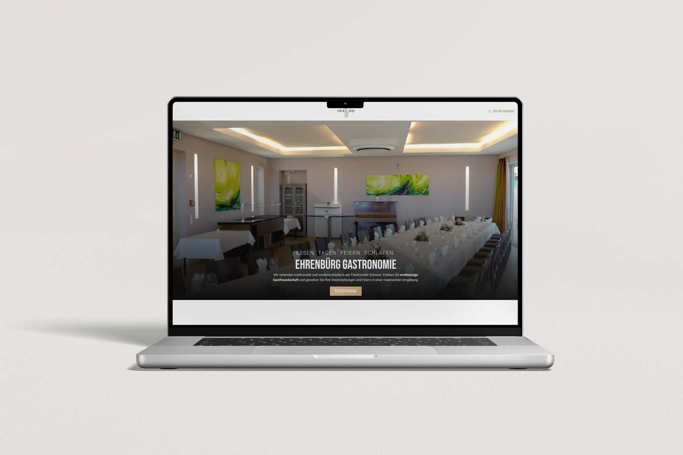 Ein Mockup der Gerngross Webdesign Agentur in Erlangen, das eine fertige Webseite auf einem Laptop zeigt