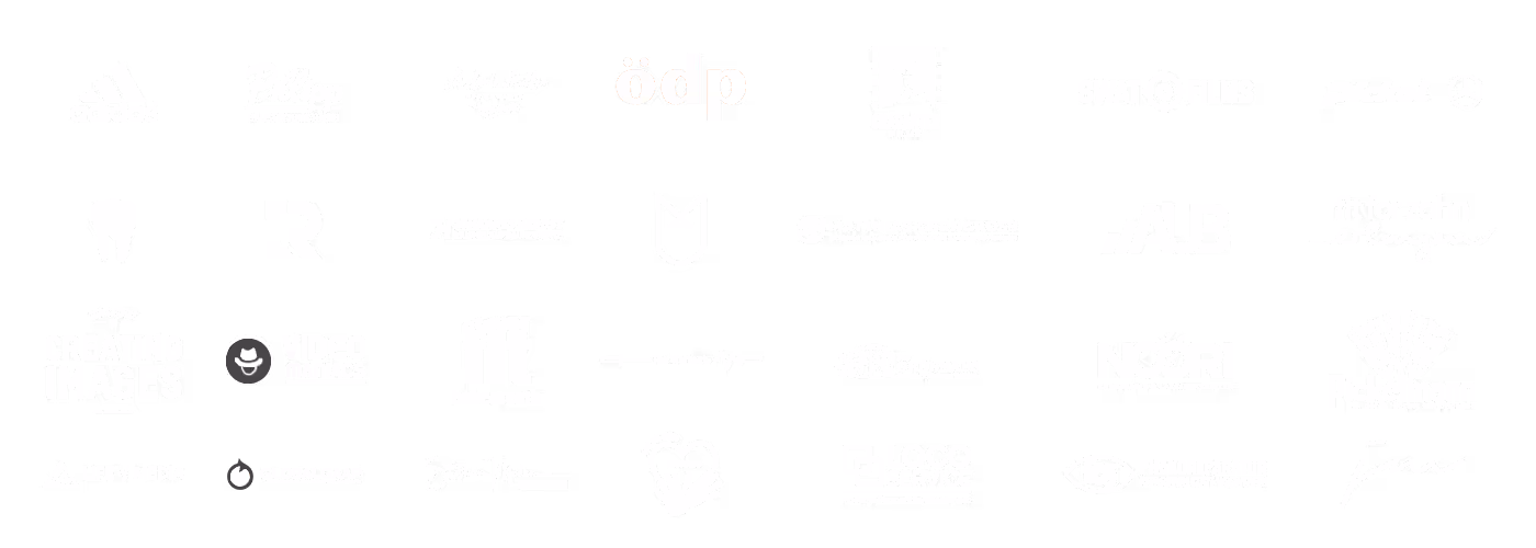 Eine Sammlung von Kundenlogos die mit der Webdesign Agentur in Erlangen zusammengearbeitet haben.