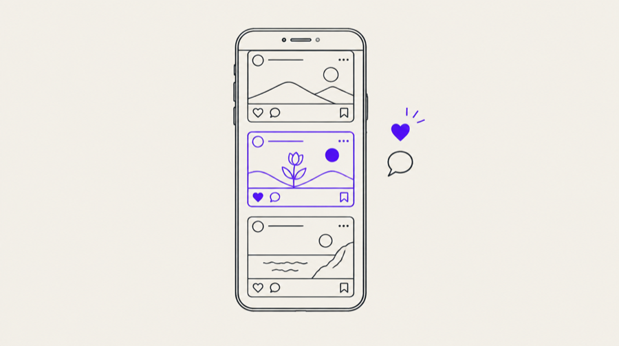 Drawing: posts in a social feed