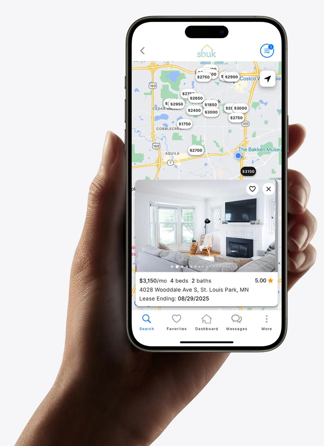Mobile screen showing year-round rental listings