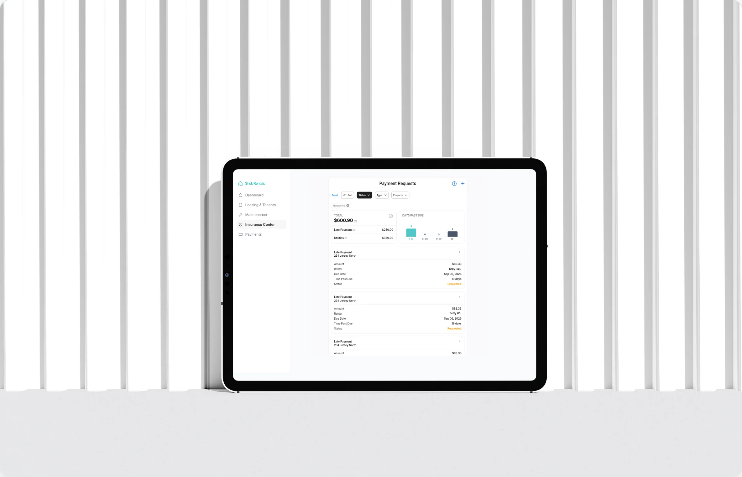 Product screenshot of the group payment request builder