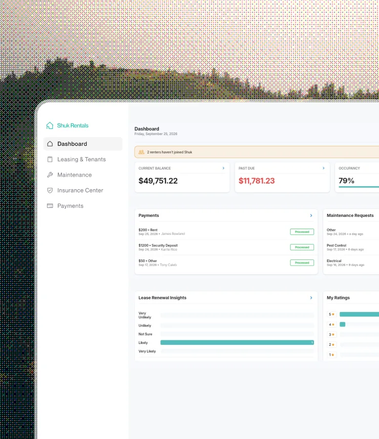 Shuk landlord dashboard