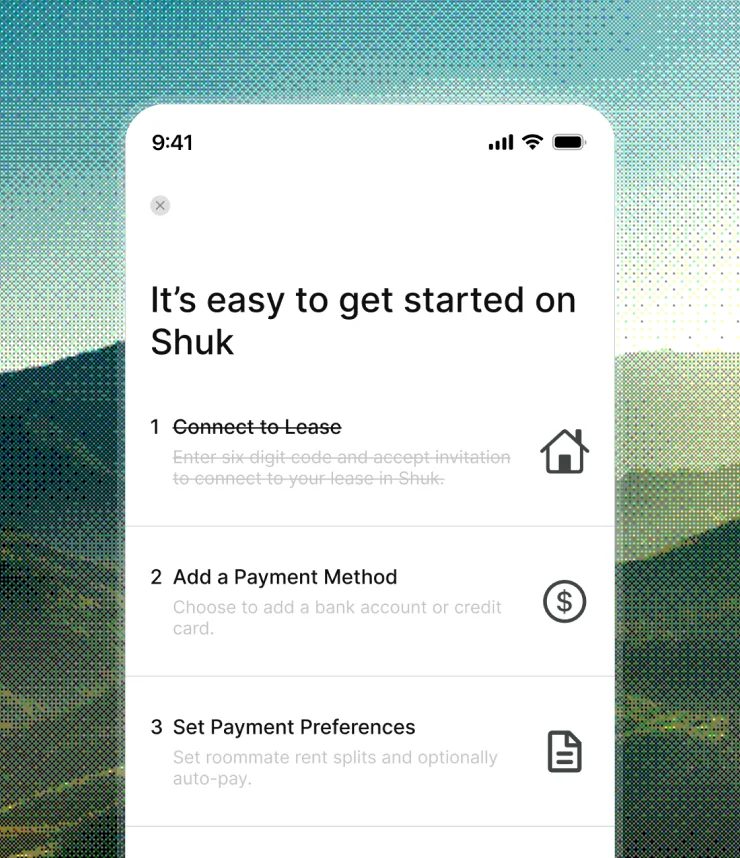 Shuk renter app onboarding