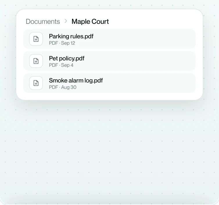 Sharing one file with renters on a current lease, grouped by property