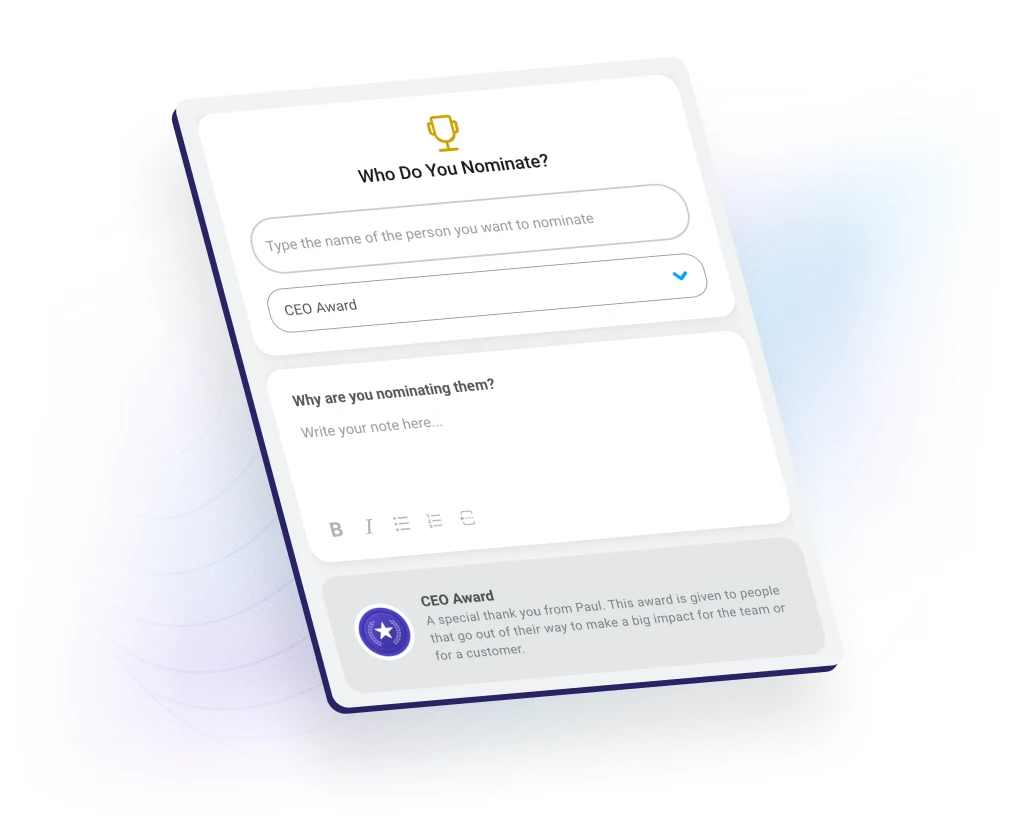 Motivosity recognition software with automated nomination programs awarding employees with rewards.