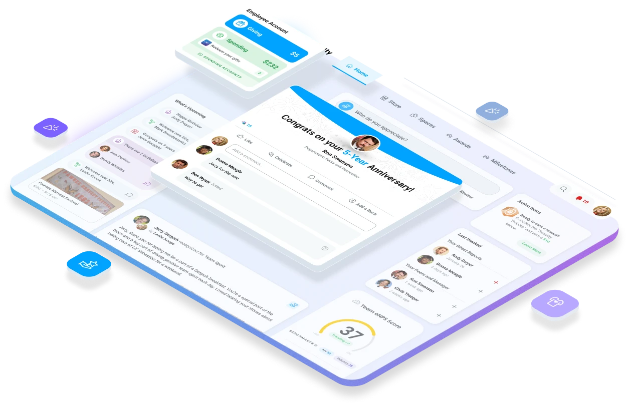 Motivosity social platform and employee feed connecting teams through recognition, posts, and celebrations that build culture.
