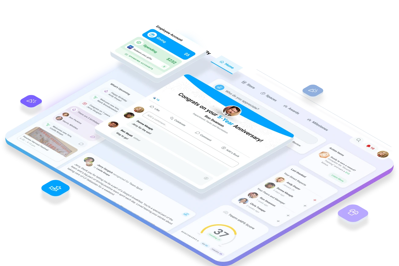Motivosity social platform and employee feed connecting teams through recognition, posts, and celebrations that build culture.