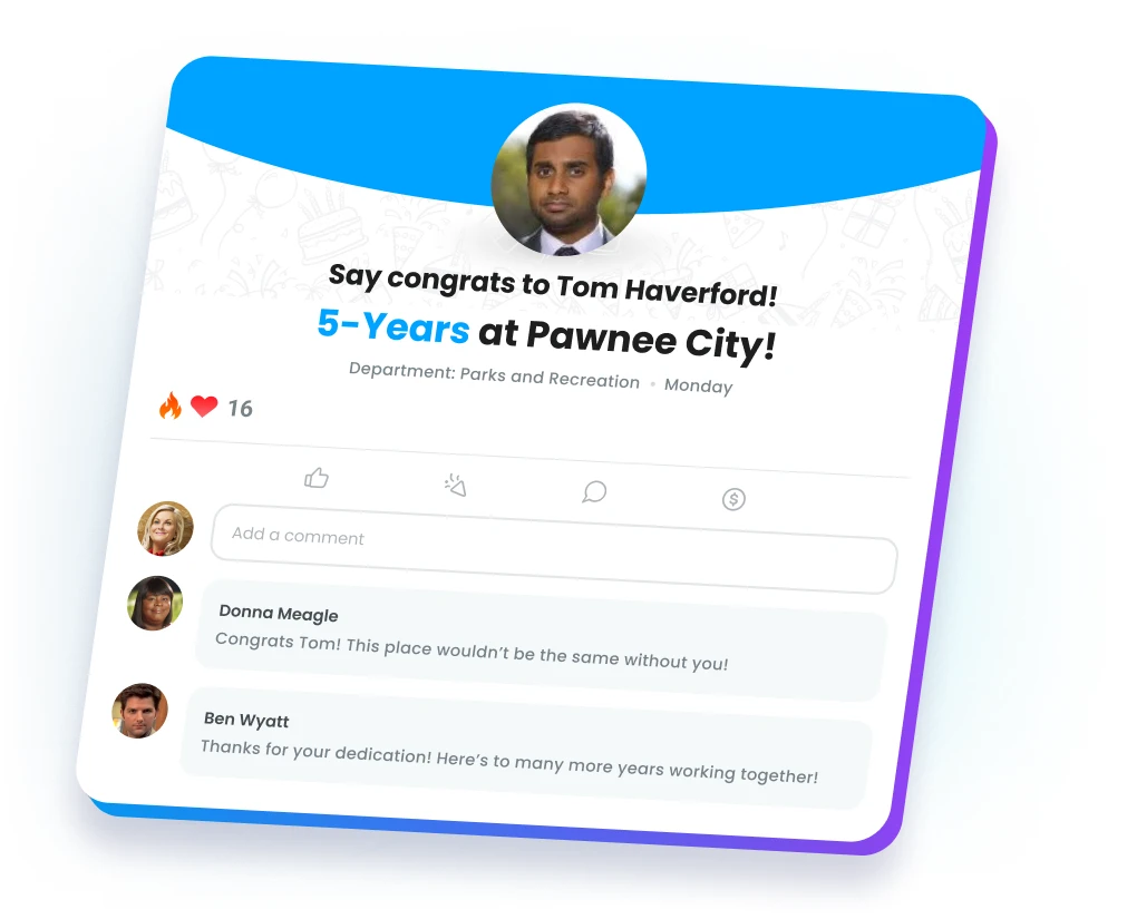 Motivosity platform presenting a service award to an international employee for milestone recognition.