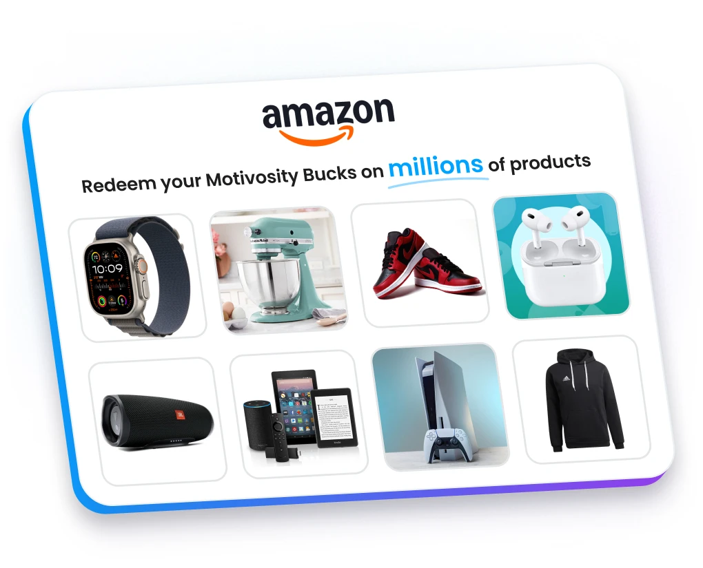 Amazon products available in the Motivosity employee rewards marketplace for easy and flexible redemption.