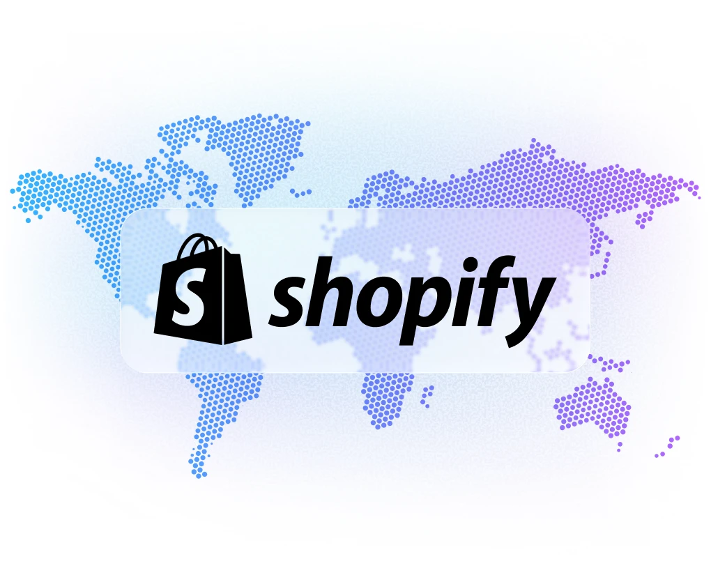Global map showing worldwide fulfillment options and Shopify store connectors in Motivosity for employee rewards.