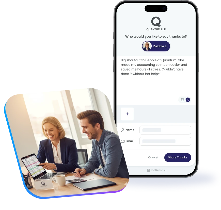 Service Shoutouts in Motivosity where customers recognize employees for delivering great customer service.