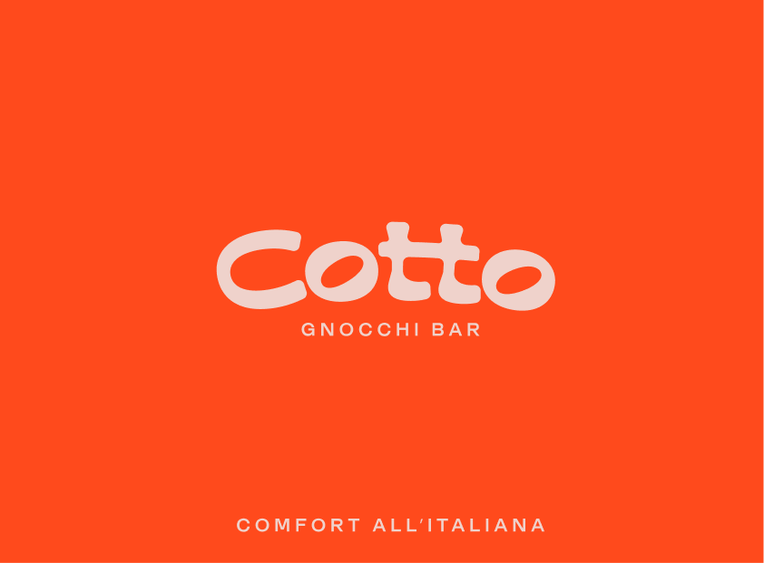 Logo Cotto pour gnocchi bar sur fond orange