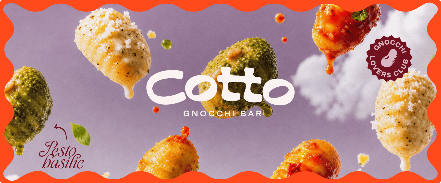 Identité visuelle Cotto pour un restaurant de gnocchis street-food