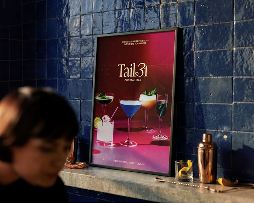 Vignette du projet Tail 31, identité visuelle pour bar à cocktails à Toulouse