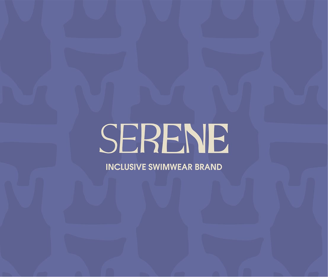 Logo Serene sur un motif composé de silhouettes de maillots de bain