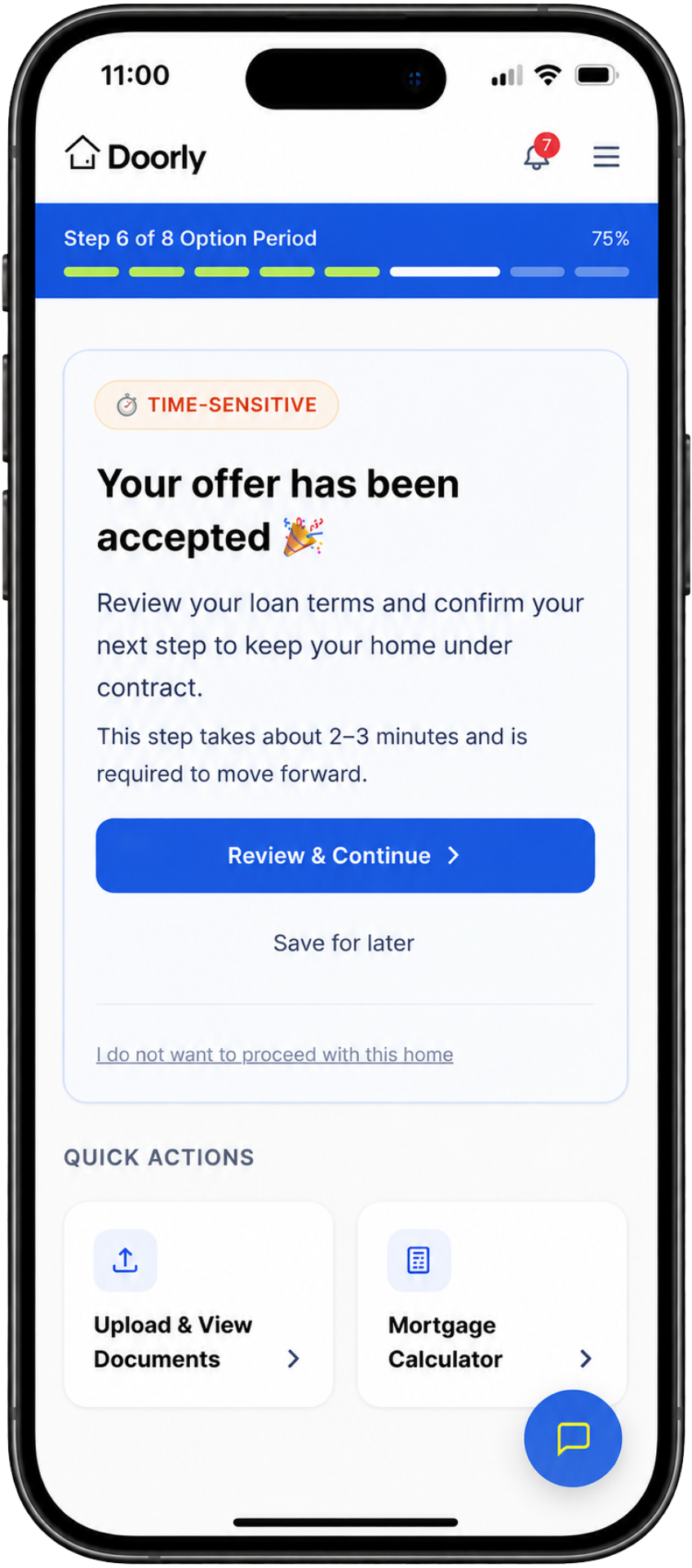 Doorly homebuying dashboard showing available homes