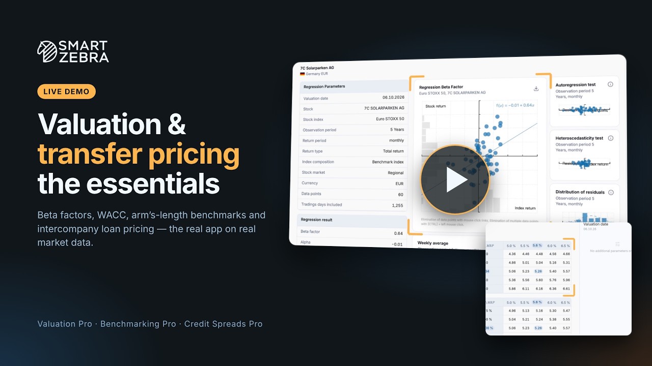 Valuation & transfer pricing: the essentials - smartZebra live demo