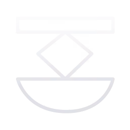 Icon depicting a stylized diamond shape above a curved bowl with a horizontal bar on top.