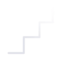 White minimalist staircase icon with three steps on a transparent background.