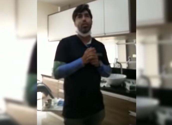 Vídeo do flagrante do falso dentista está circulando as redes sociais.