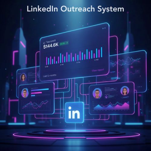 AI-powered B2B lead generation system illustration showing cold email automation, LinkedIn outreach, and voice AI agents booking sales appointments.