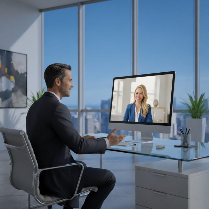 Senior wealth advisor and VIP Intros are talking via video call