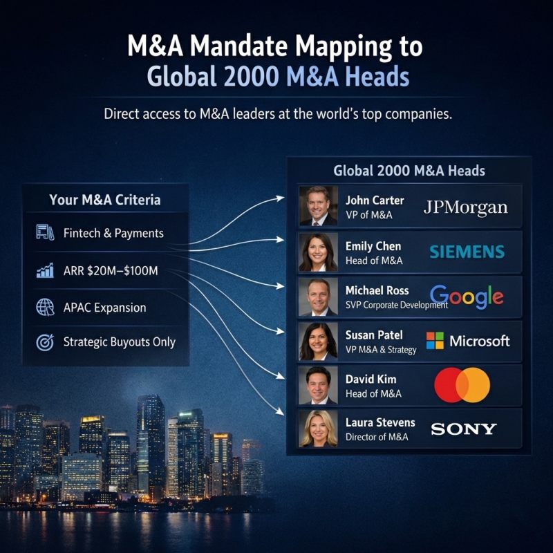 M&A mandate mapping to Global 2000 executives