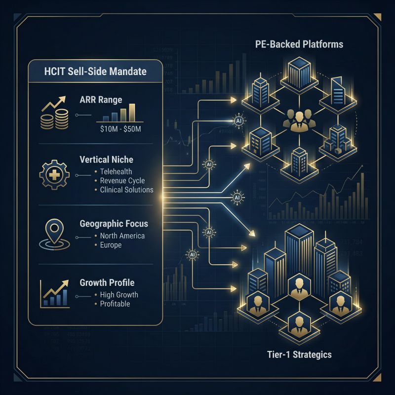 Healthcare IT mandate mapping to PE-backed Platforms & Tier-1 Strategics