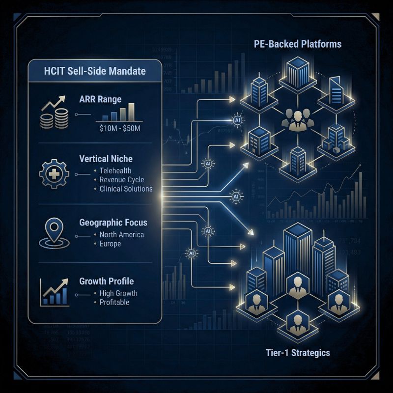 Healthcare IT mandate mapping to PE-backed Platforms & Tier-1 Strategics
