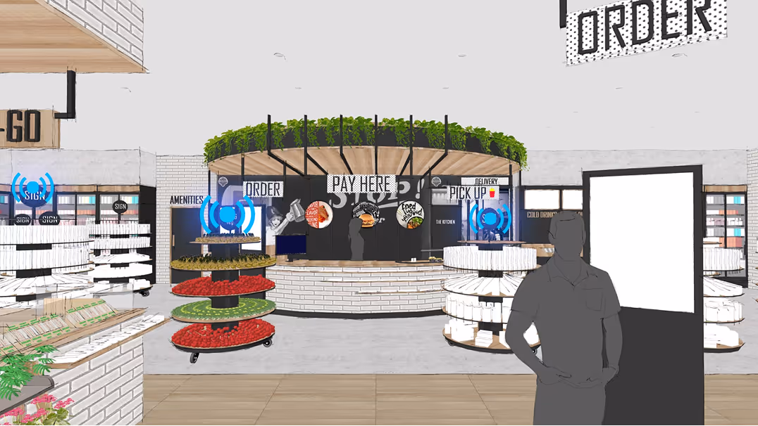 Concept render of a future service station interior