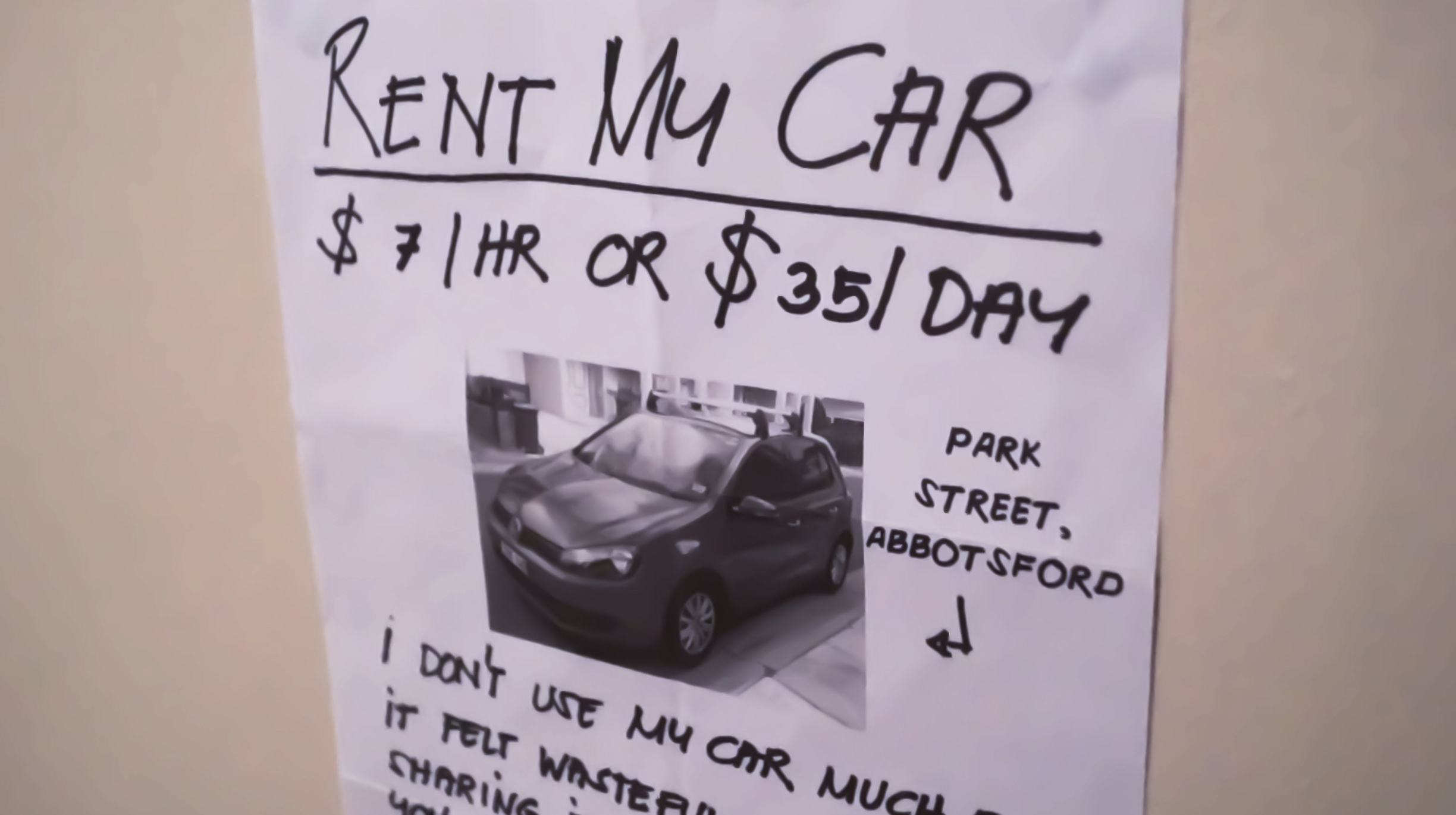 The Car Next Door letterbox flyer