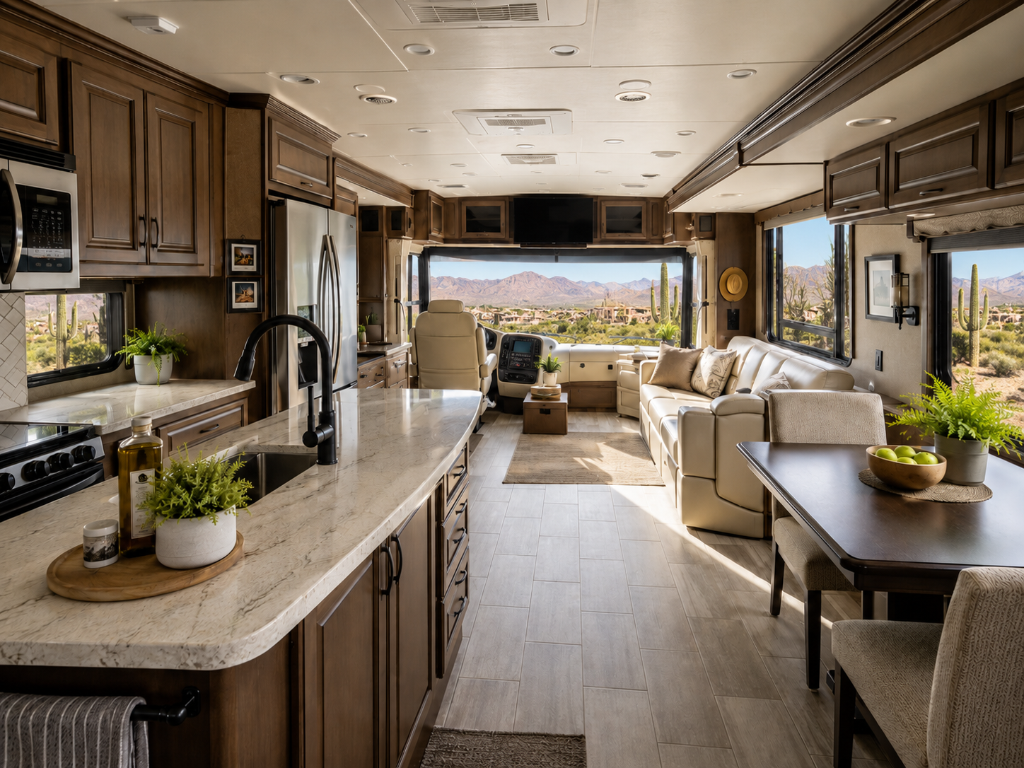 Class A motorhome living area interior