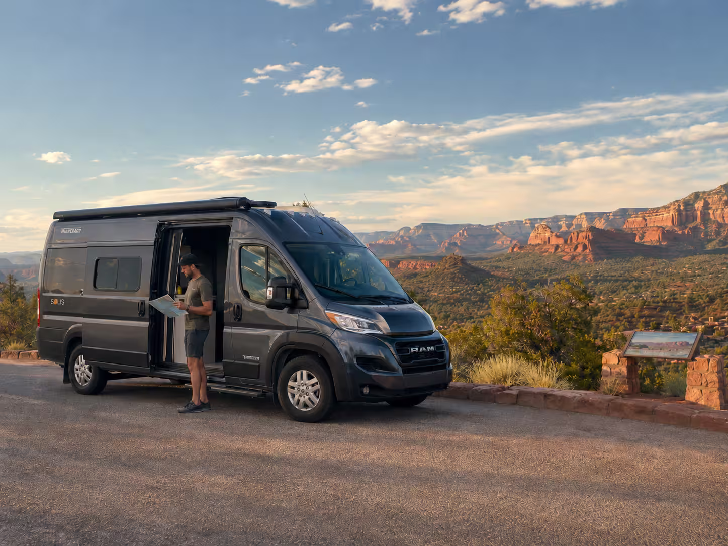 Class B motorhome rental on a desert route from Phoenix