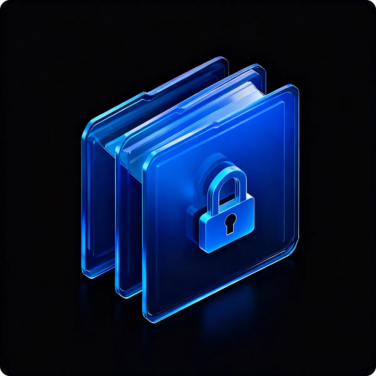 icono de folder con un candado en 3d color azul