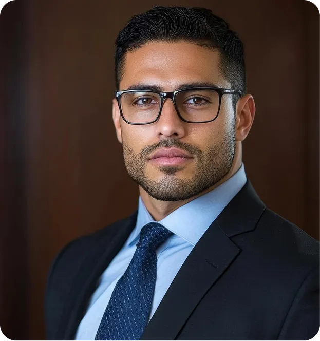 Hombre en oficina con lentes