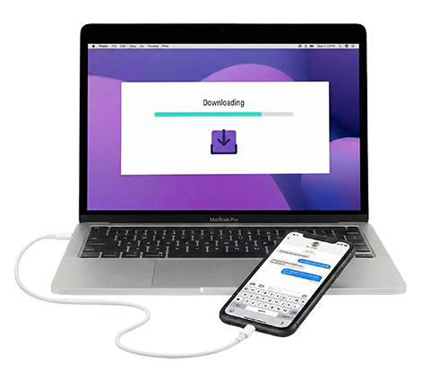 Laptop connected to Phone Downloading Dispute Buddy