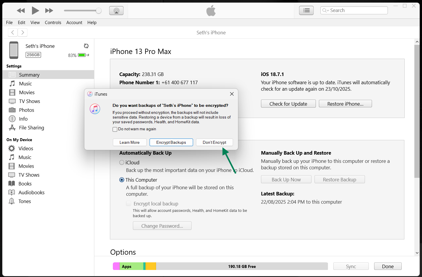 Don't click encrypt screen