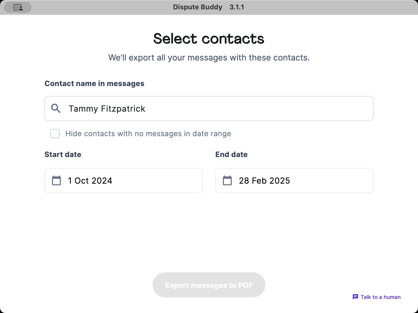 select contacts screen