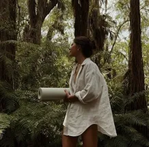 Minimal yoga interior with mat