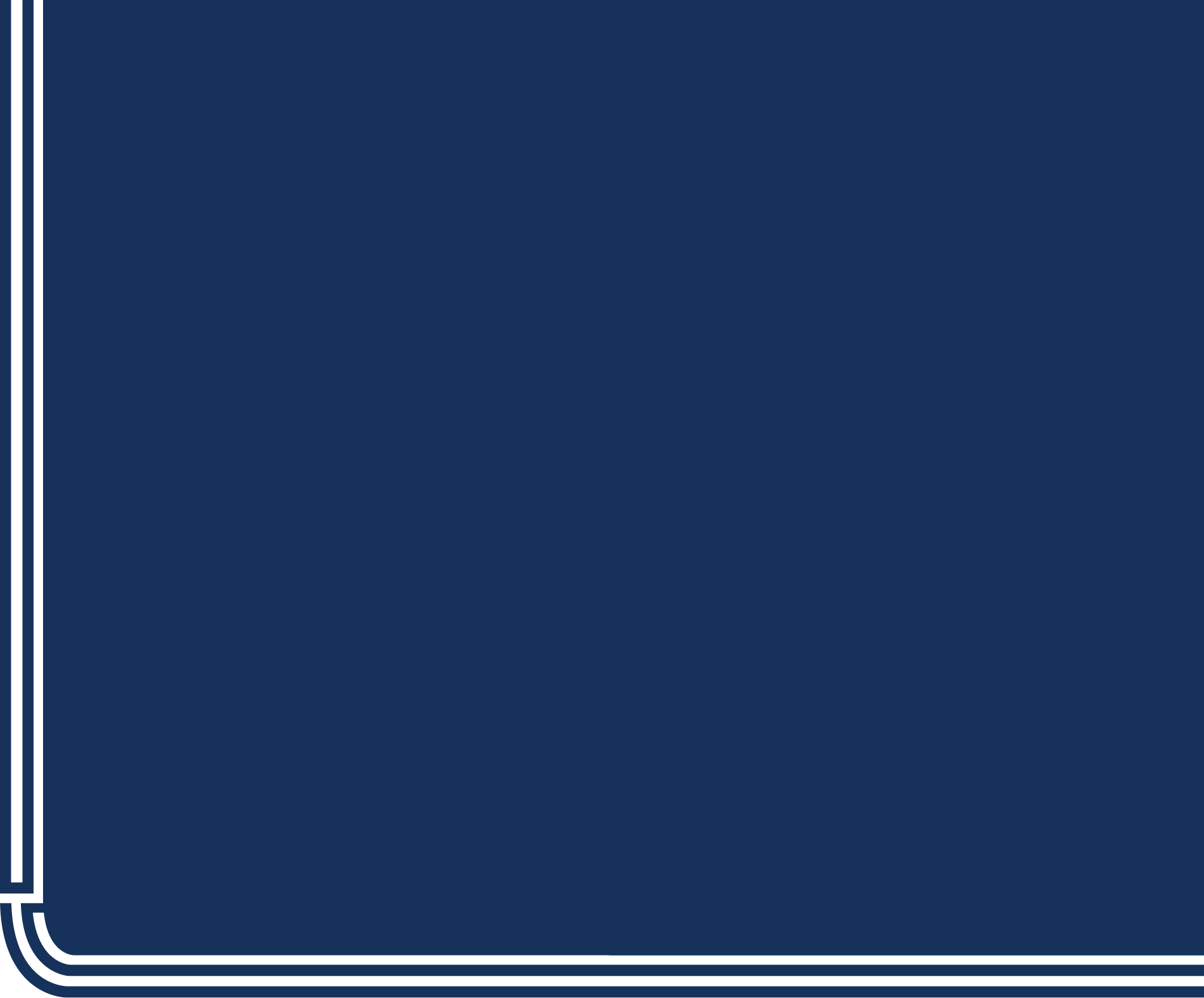 Dark blue background with thin black double lines forming rounded corners on the left and bottom edges.