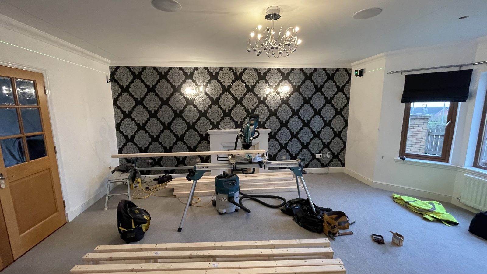 Dining room feature wall before cinema conversion