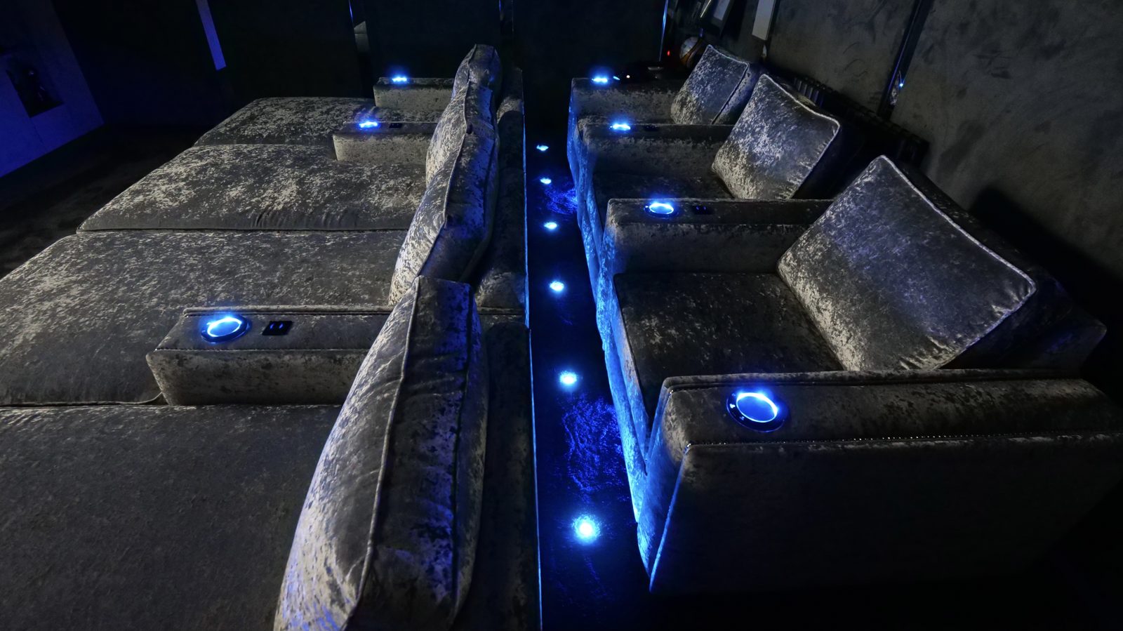 Milngavie garage cinema screen showing a film, star ceiling