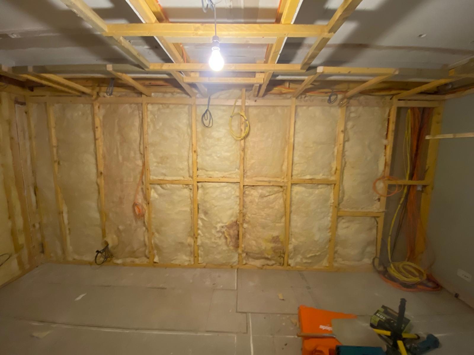 Spare room insulated stud walls before cinema conversion