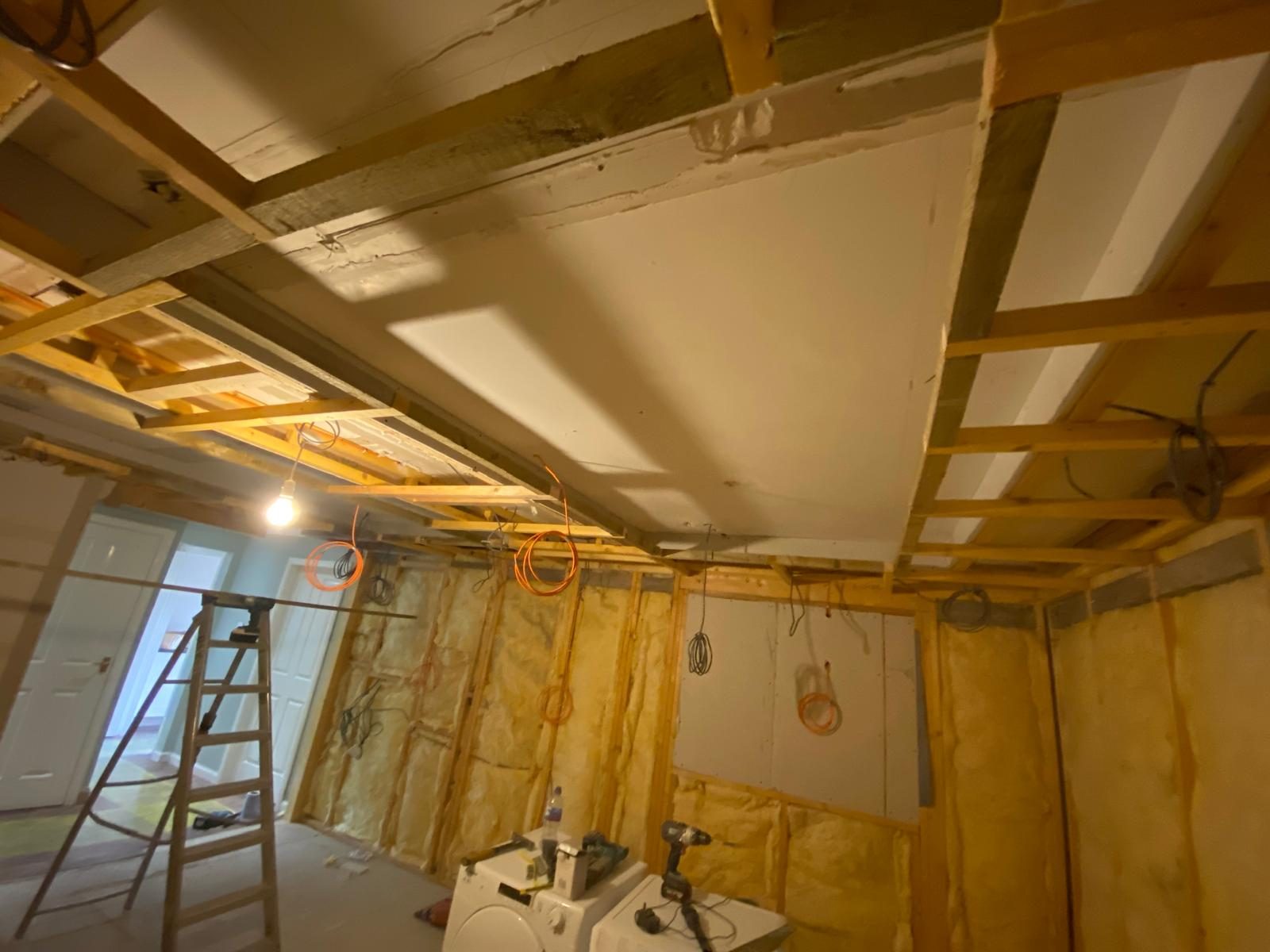 Spare room ceiling framing before cinema conversion