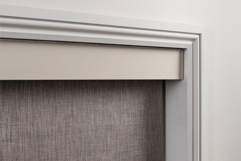 Close-up of automated shade fabric and headrail detail