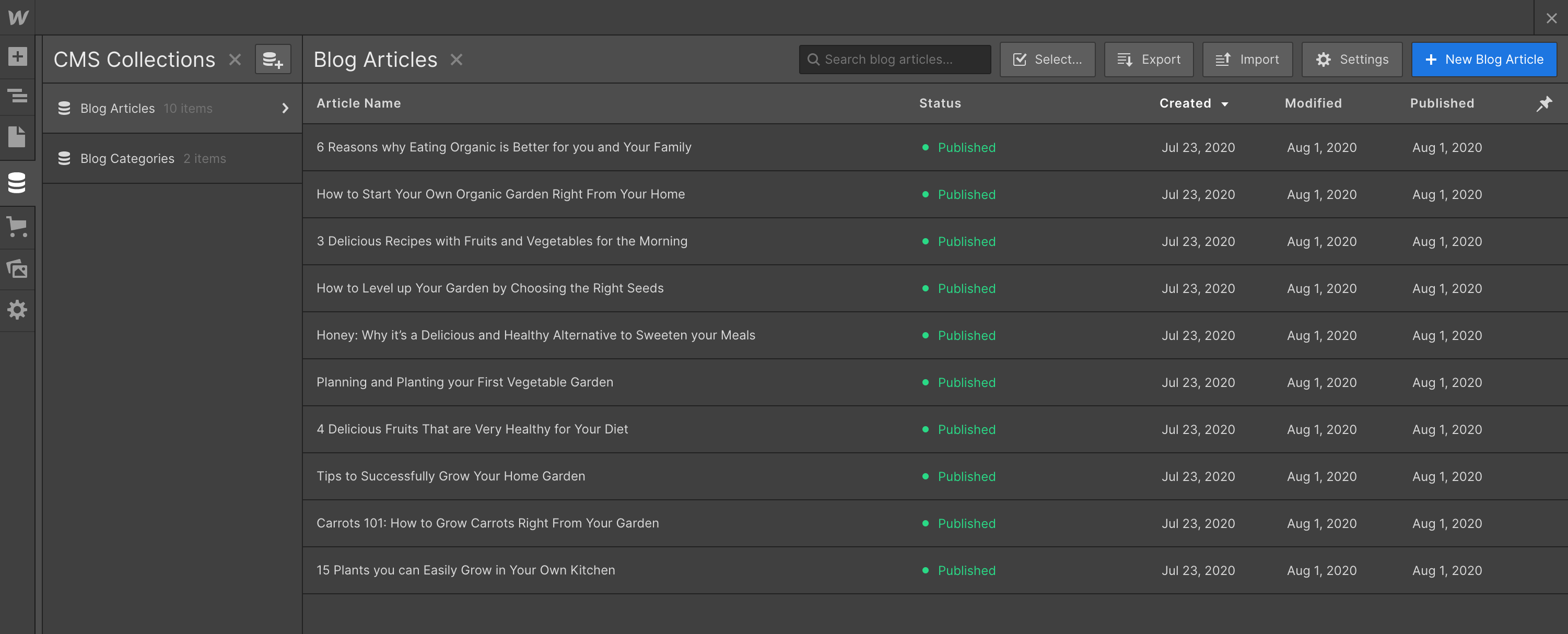 CMS Collection - Farm Webflow Template