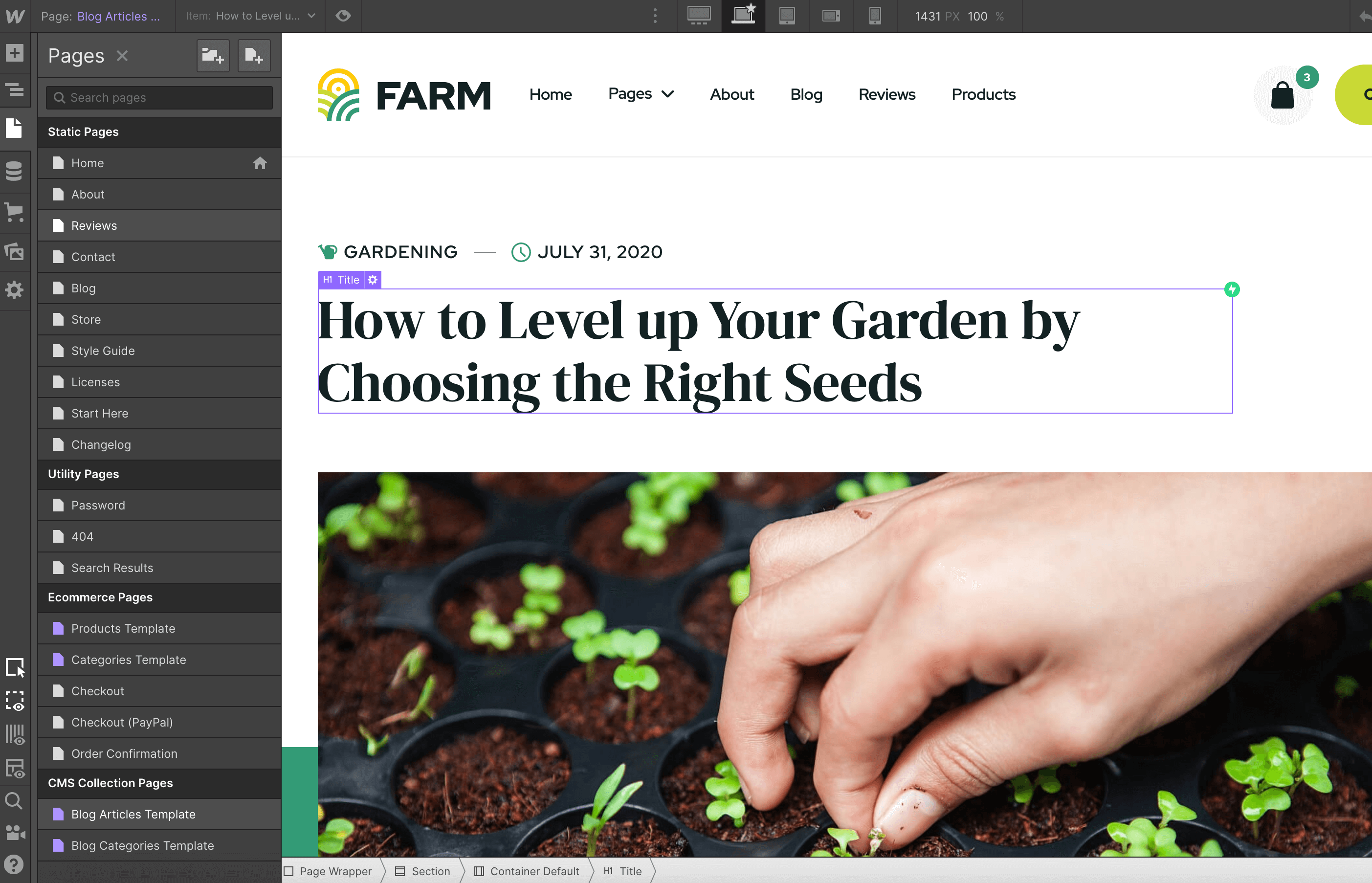 CMS Page - Farm Webflow Template