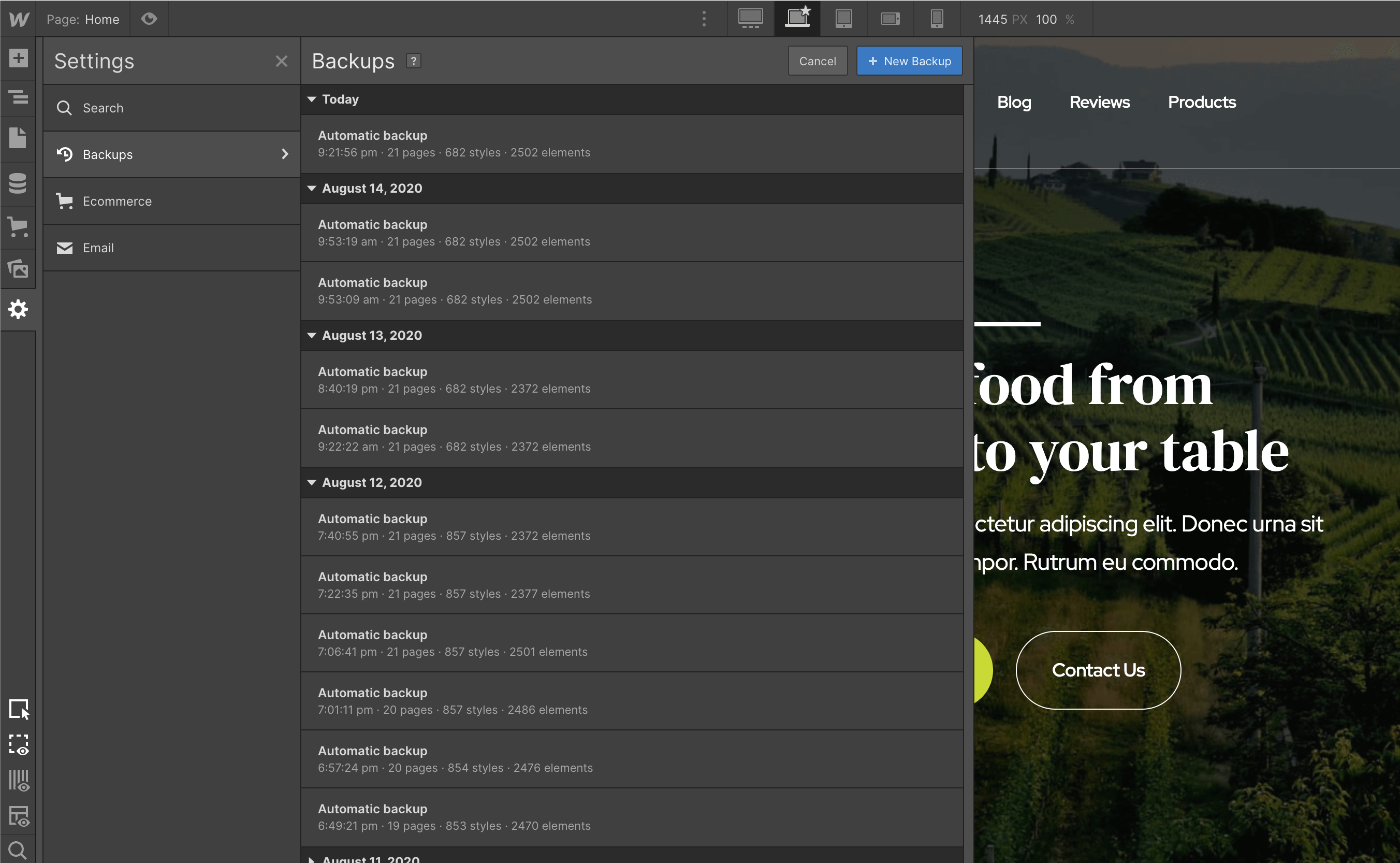 Backups - Farm Webflow Template