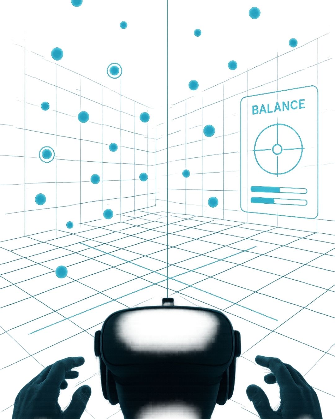 VR overlay showing balance indicators